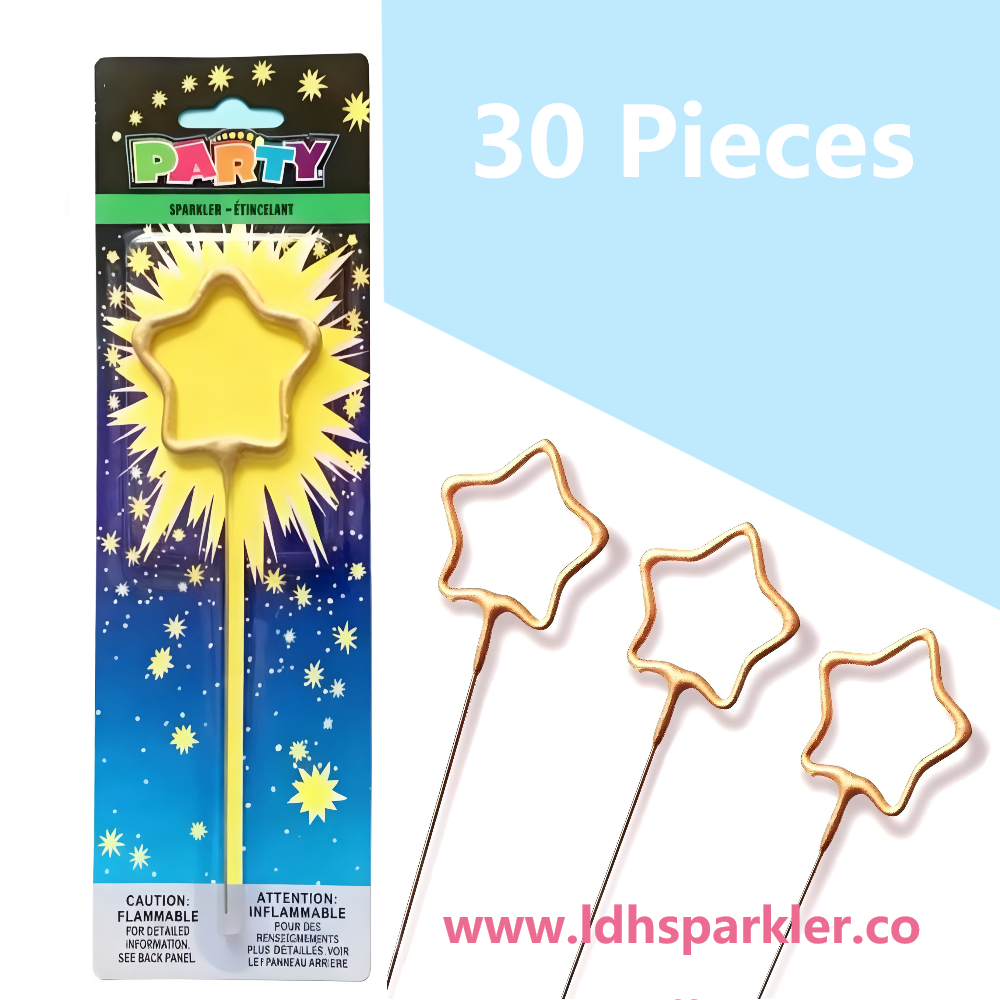 30Pieces Golden Five-Pointed Star Fairy Firework Wand - Sparkling Charm for Every Festivity