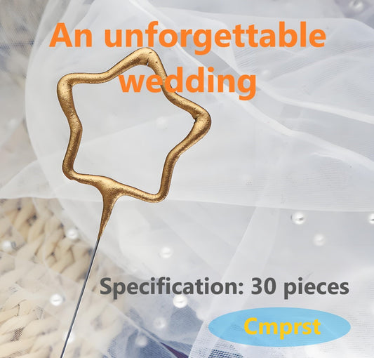 30Pieces Golden Five-Pointed Star Fairy Firework Wand - Sparkling Charm for Every Festivity